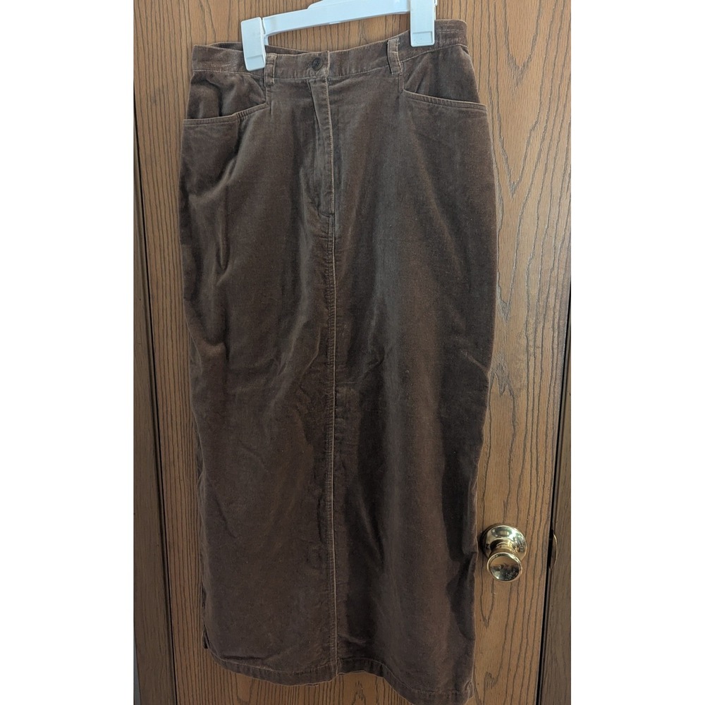 NWT Jones New York Sport Brown Corduroy Maxi Skirt Cowgirl Sable Cotton - 6
